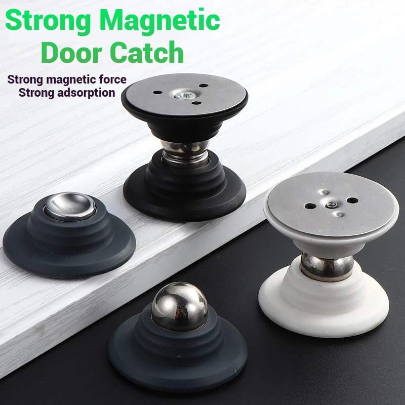 Magnetic Door Stopper 4.7cm Anti Collision Windproof Free-punch Silicone 1PC