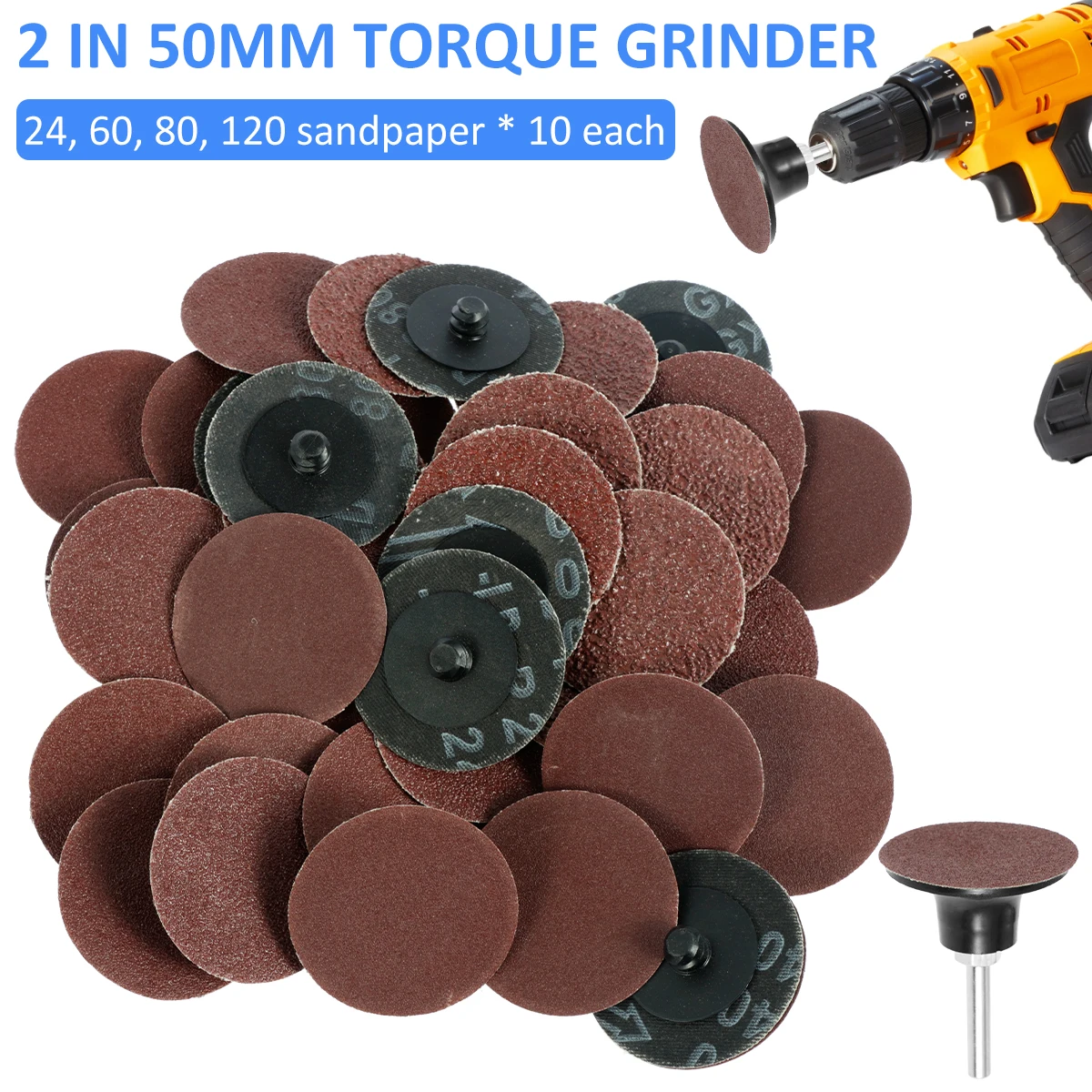 

40Pcs Sanding Disc Grinding 2inch Sanding Pads Grit Grinder Wear Resistant Dry Sanding Paper Turntable Rotary Tools Accessories