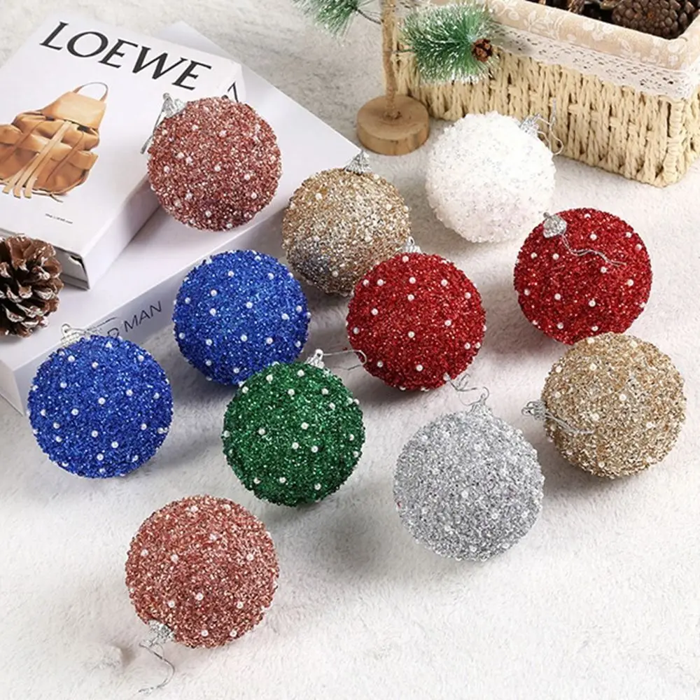 

6Pcs 8cm Glitter Christmas Ball Decorative Colorful Christmas Tree Pendants Foam Hanging Christmas Ball Ornaments Holiday