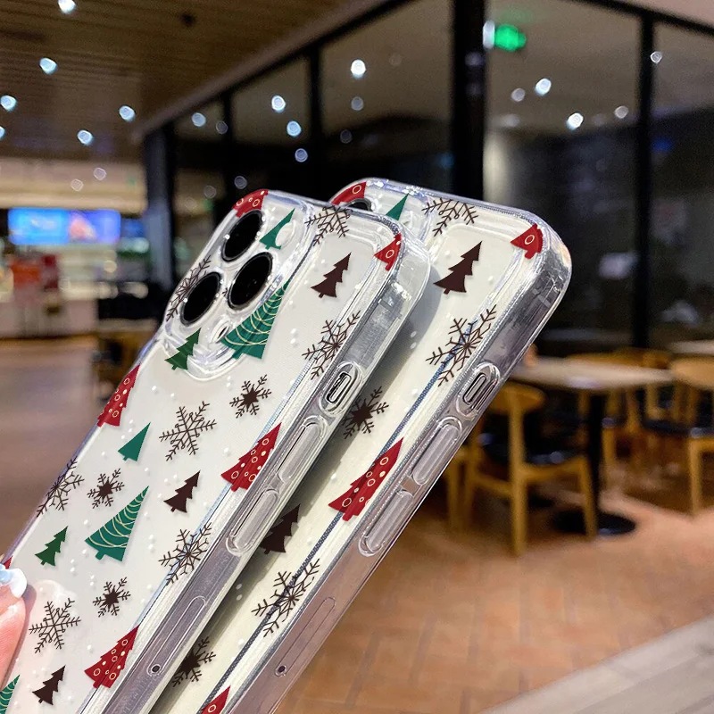 Clear Shockproof Silicone Phone Case with Festive Design