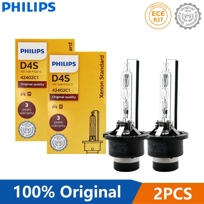 2X Philips HID D4S 35W Xenon Standard 4200K Auto Original Head Light Car Genuine Bulbs Replacement Upgrade D4S ECE 42402C1, Pair