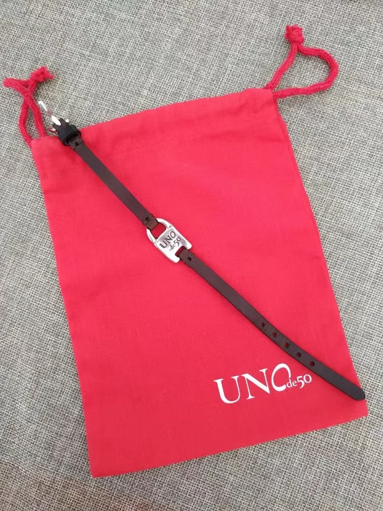 2023 New UNOde50 Fashion Silver 925 Exquisite Leather Women's Bracelet Button  Holiday Gift