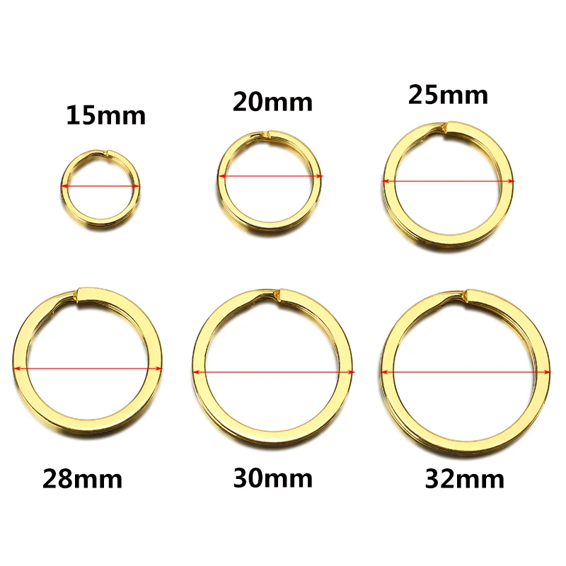 Mibrow 10/20PCS/Pack 15/20/25/28/30mm Round Key Chains Split Ring (Never Fade) Key Rings For Bag Car Keychain Jewelry Making