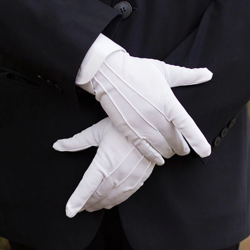 4Pairs White Cotton Gloves Hand Moisturising Formal Cotton Gloves for Eczema Uniform Police Waiters Drivers Jewelry Inspection