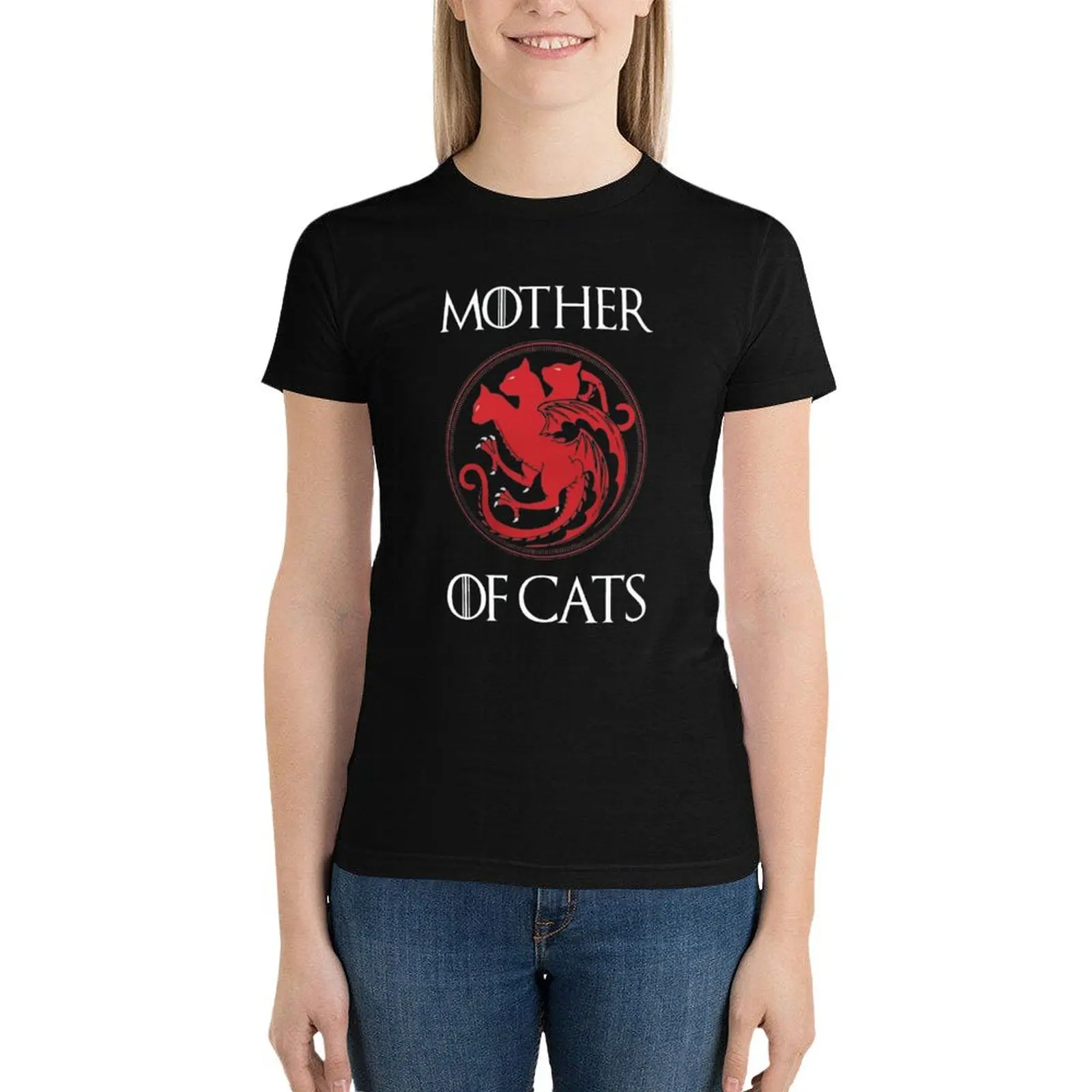 

Mother of Cats T-Shirt plus size tops funny korean fashion tees summer clothes for Women