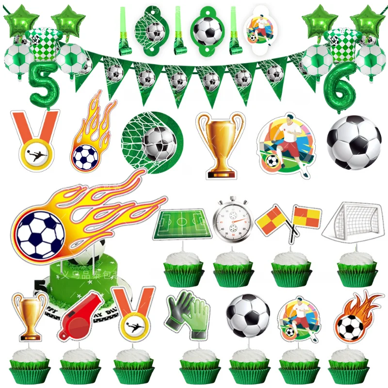 

Football Birthday Party Decoration Digital Balloon Champion Trophy Soccer Boy Favor Globos Banner Spirals Blowout Kids Gift