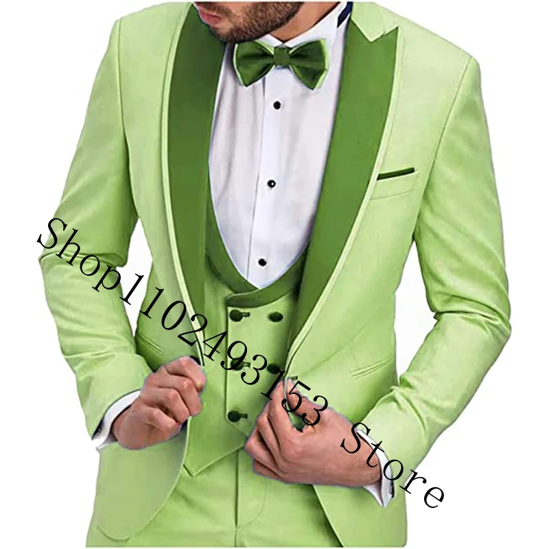 2023 Tailor Made Wedding Suits For Men Slim Fit Peak Lapel 3 Pieces Groom Tuexdos For Wedding Blazer+Vest+Pants Costume Homme