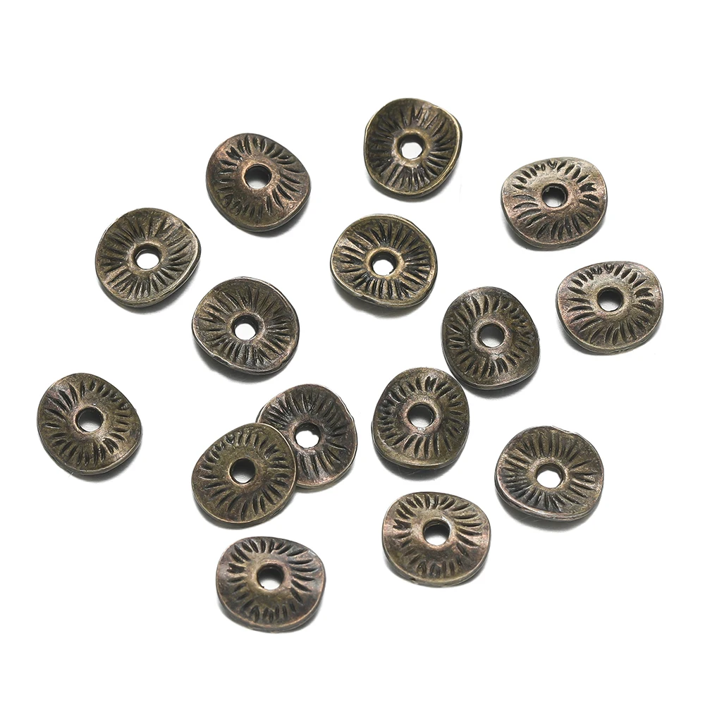 50 Stück 7,5 x 8,5 mm runde, gebogene, gebürstete Scheiben, Abstandsperlen für Armbänder, Halsketten, Schmuckherstellung, Zubehör – Detail 5