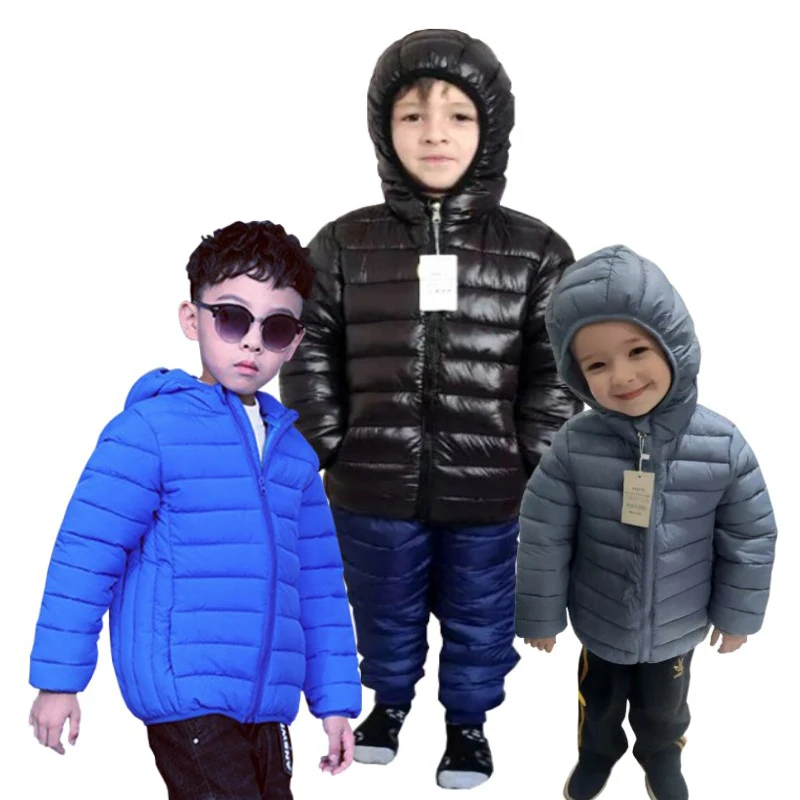 

Kids Boy Girl Lightweight Down Cotton Jacket Winter Children Warm Hooded Outerwear Teenagers Coats Casual Clothes 6-14 Years Old