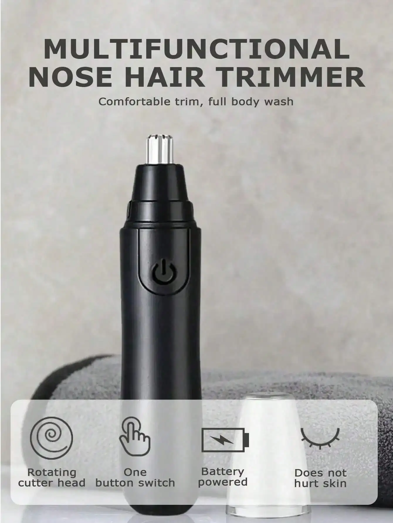 Hair Trimmer Electric Nose And Ear With Stainless Steel Doubled Winged Blade Painless Portable Battery-Operated