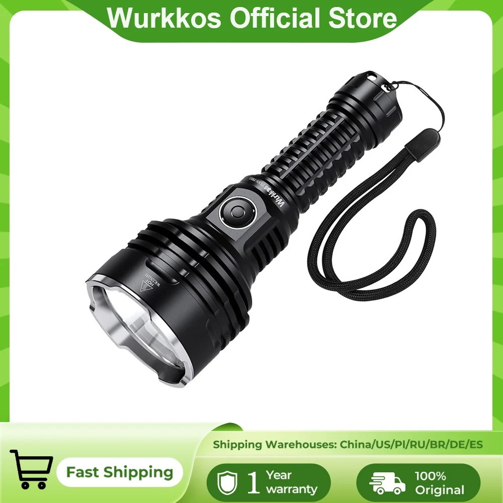 Wurkkos TS30S Pro 21700 Rechargeable Tactical Flashlight LED USB-C 6000Lm Torch MAX 1086M Stainless Bezel Anduril 2 Power Bank