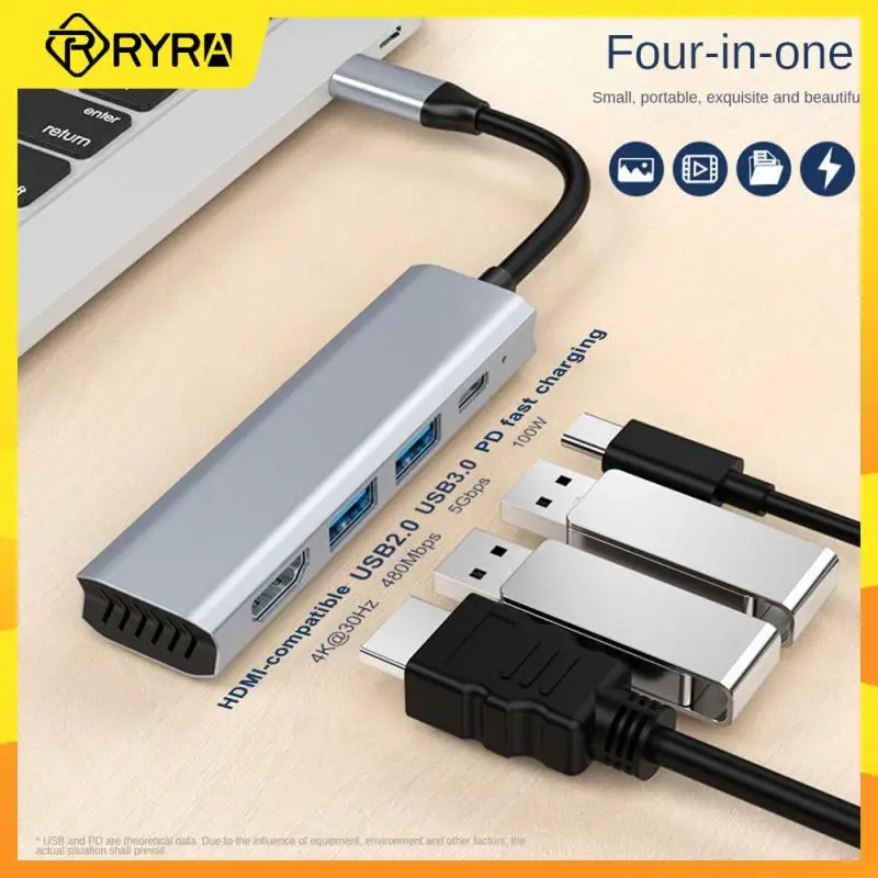 

4 In 1 Multifunction TYPE-C Hub Docking Station HDMI-compatible Alloy Expansion Converters For Phone Computer Laptop Accessories