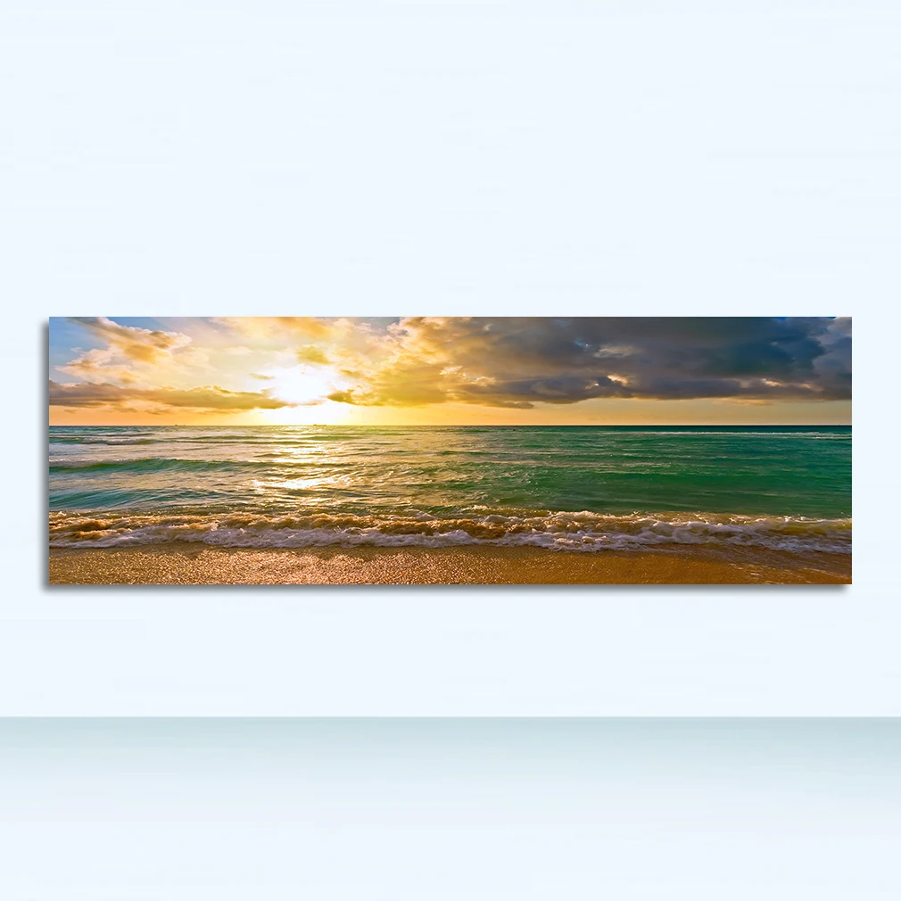 Painting & Calligraphy modern Canvas Painting Panorama Scandinavian Wall Art Picture for Living Room Sunsets Natural Sea Beach Landscape Posters and Prints Painting & Calligraphy Painting & Calligraphy