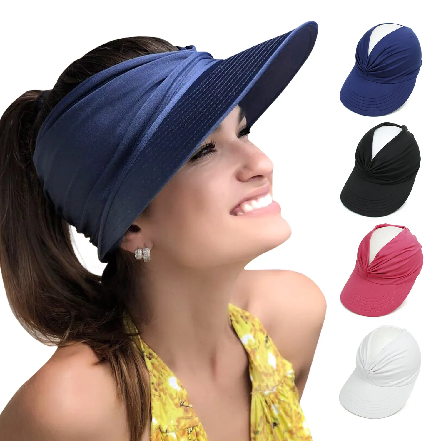 Women Sun Visor Sun Hat Women Anti ultraviolet Elastic Hollow Top Hat