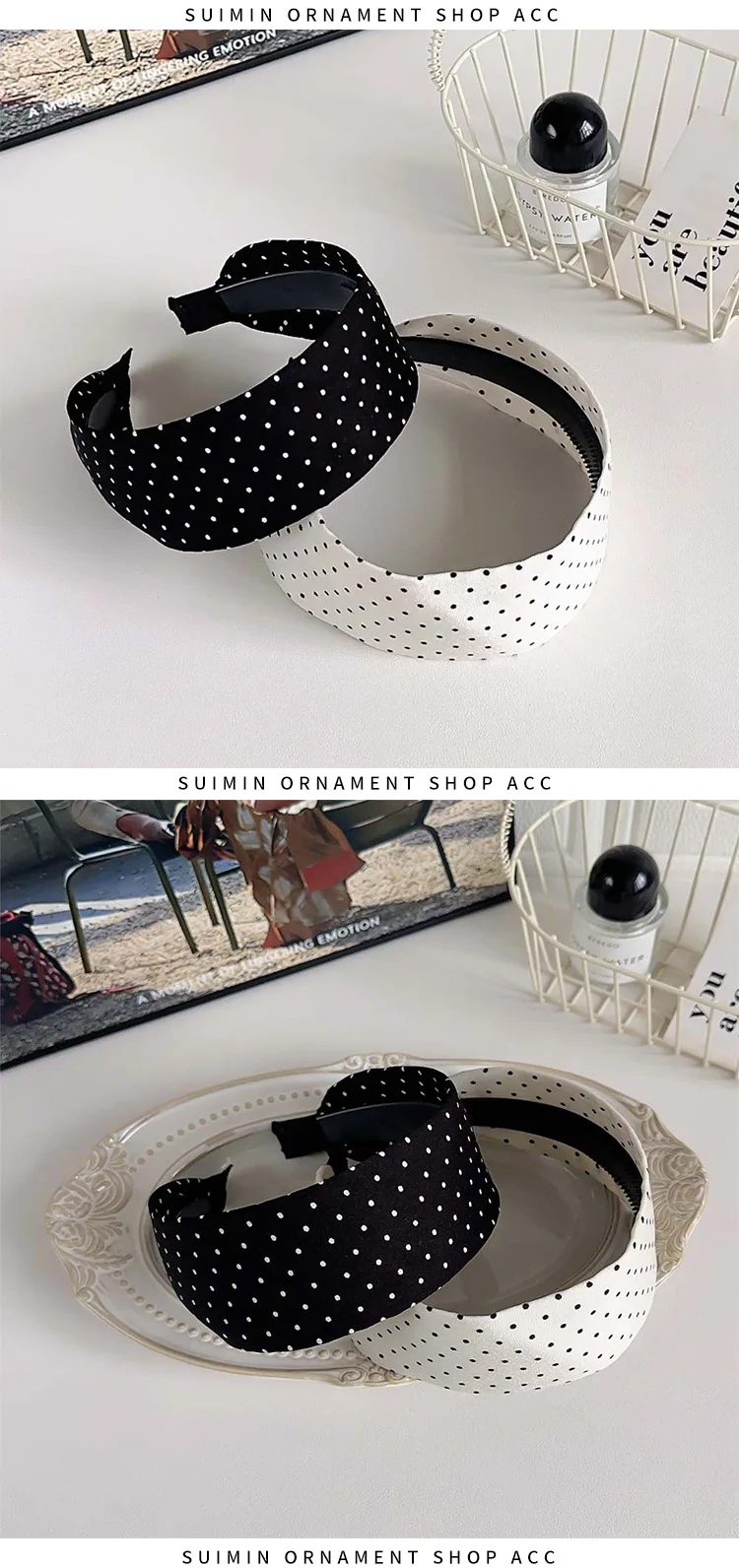 Wide edge black and white polka dot headband women's 2025 new pressure hair wash face hairhoop fashion headband hair accessories