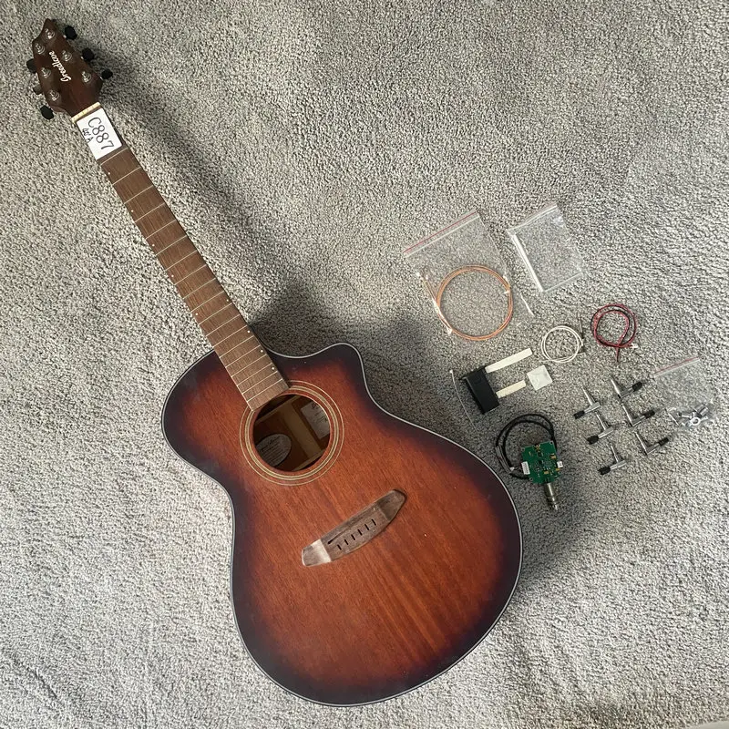 

Оригинальная бридная 40-дюймовая электрическая и Акустическая гитара, корпус из твердого красного дерева с необработанными элементами «сделай сам»