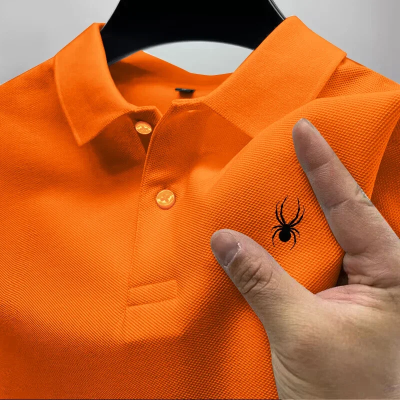 2024 Camisa polo informal de manga corta de verano para hombre, camiseta de cuello roscado a la moda, camisa polo transpirable para hombre, ropa superior para hombre