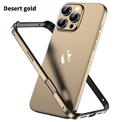 Premium Hybrid Silicone & Aluminum Metal Phone Case with Enhanced Heat Dissipation Bumper for i18Pro (Desert Gold)