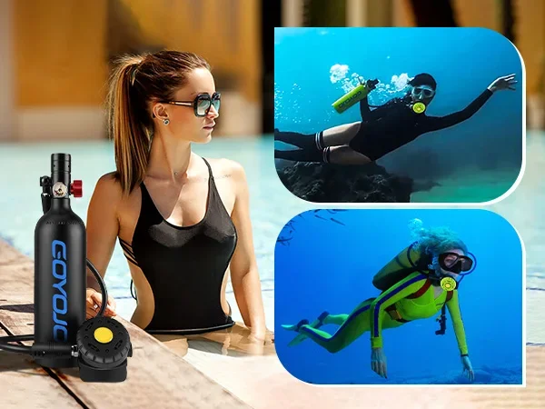 1L Mini Scuba Tank with Mask DOT Certified Portable Diving Air Tank 15 Minute Un