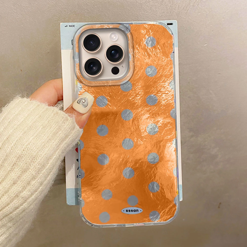 Koreanische braune runde Punkte Damen TPU Handyhülle für iPhone 17 Air 16 16e 15 14 13 12 Pro Max 7 8 Plus X XS XR SE 2022 2020 Cover – Detail 4