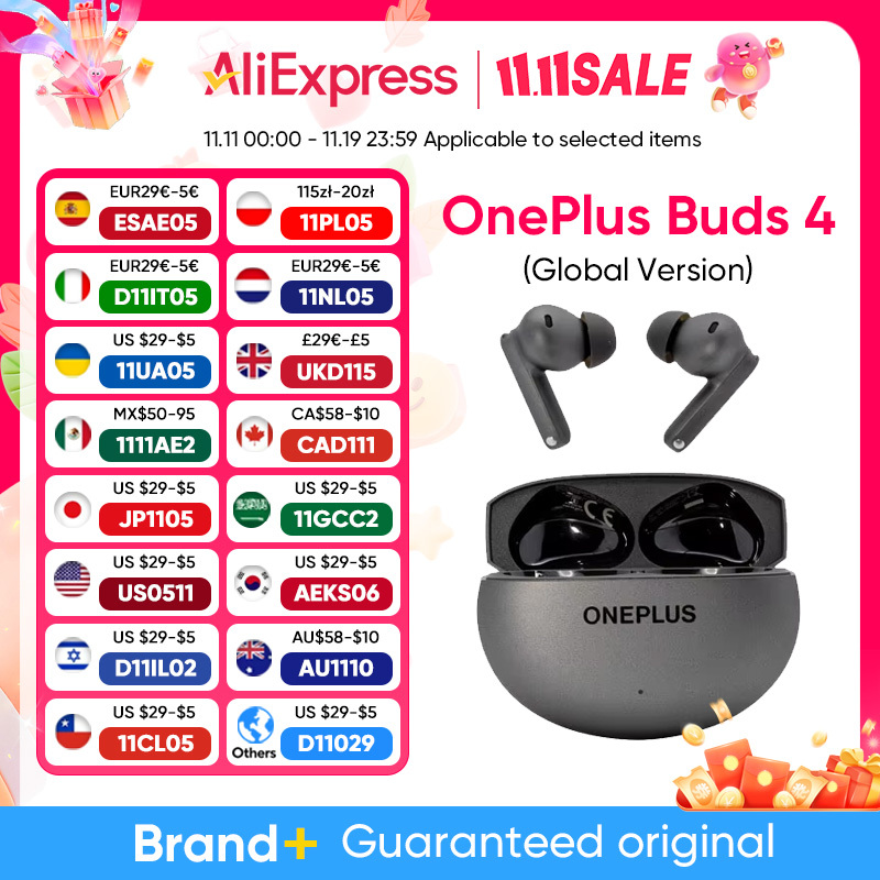 2025 New OnePlus Buds 4 True Wireless AI Call Noise cancelling Earphones 55dB Long Range IP55 Waterproof Portable Earbuds 5.4