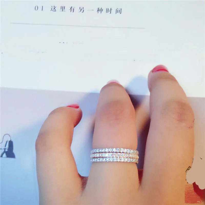 Real Rose Gold Color Silver Color Rings For Women Simple Classic Wedding Ring S925 Stamp Exquisite Cz Female Jewelry