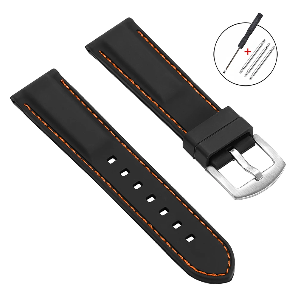 Soft Silicone Waterproof Sport Watch Strap - Versatile Rubber Wristband