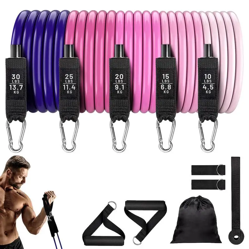 

Workout Bands Set 11pcs Elastic Workout Bands Elastic Bands For Strength Training For Men And Women Workout Equipment