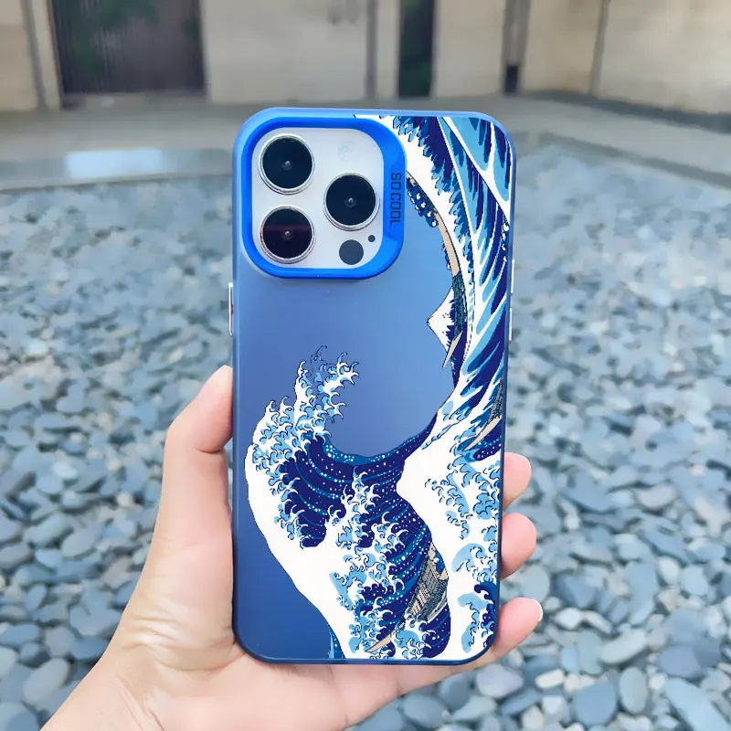 Mode Japan Die Große Welle Von Kanagawa Telefon Fall Für iPhone 17 16 15 14 plus 12 Pro Max 13 Mini 15 11 14 Pro Max Laser Fundas – Detail 9