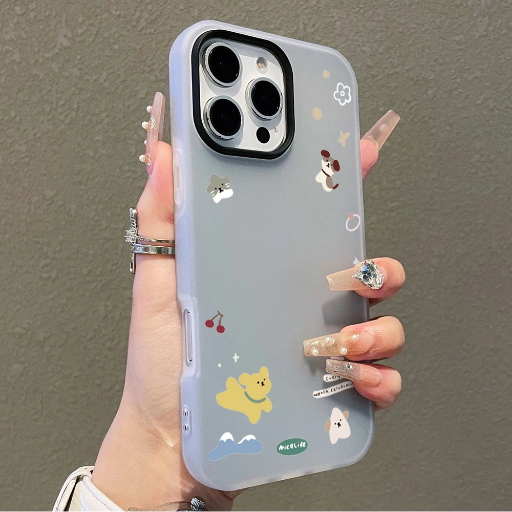 Adorable Cartoon Puppy & Cat Design Protective Phone Case