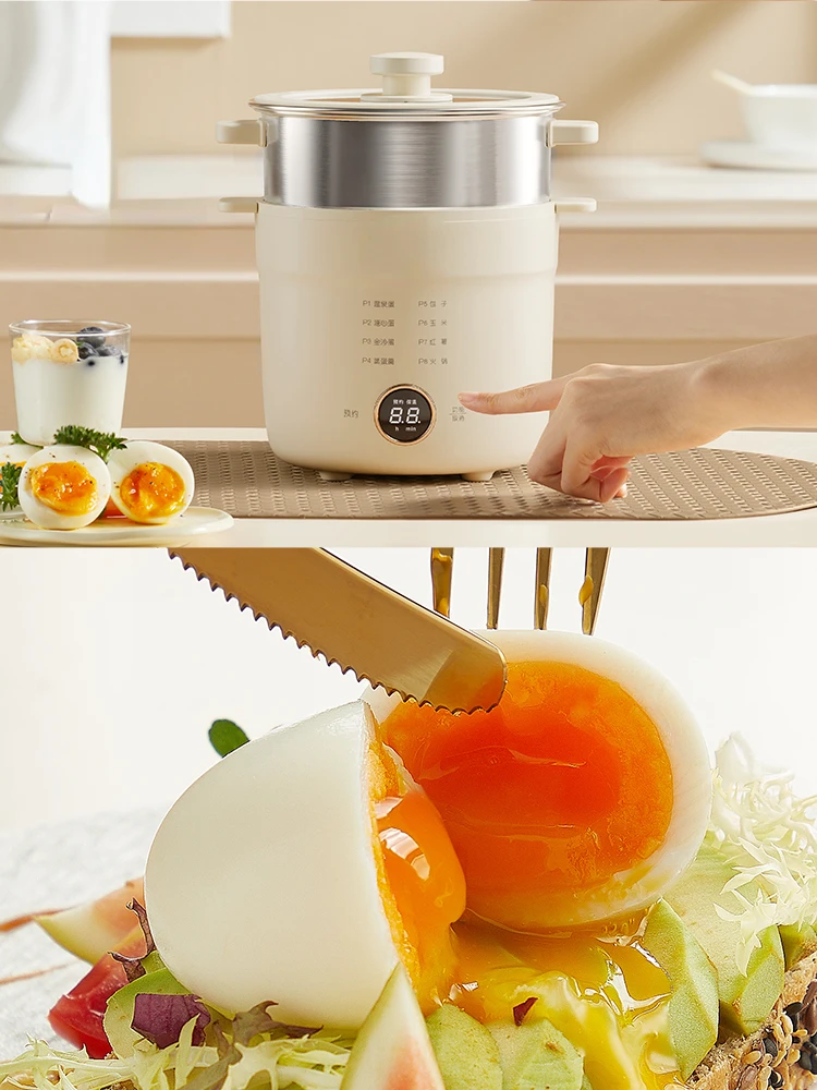 220V Household Electric Egg Boiler Home Food Egg Steamer Stainless Steel Inner Auto-off Function for Breakfast with Reservation