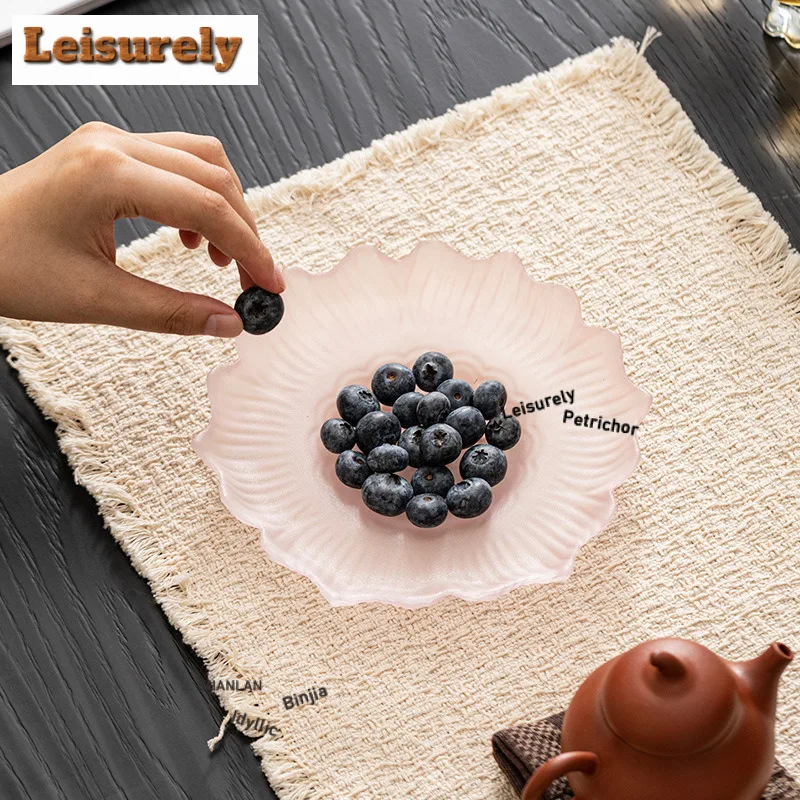 Glass Lotus Pot Bearing Holder Teaware Base Dry Soaking Table Tea Tray Coasters Teaset Accessories Ornaments Fruit Snack Plate