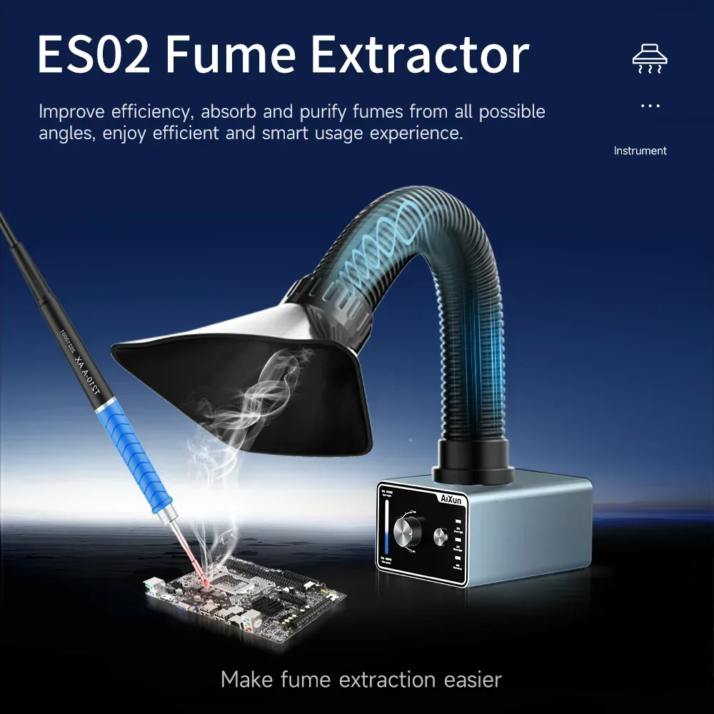 ES02 Strong Suction Efficient Purification Smoking Instrument Soldering Cleaner Fume Extractor Air Cleaner With LED Light