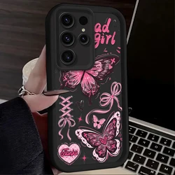 Elegant Pink Butterfly Silicone Phone Case - Stylish Protective Back Cover - Galaxy S20 FE (Black - YYDSF2649)