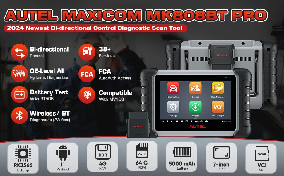 Autel MaxiCOM MK808BT PRO: Escáner Bidireccional