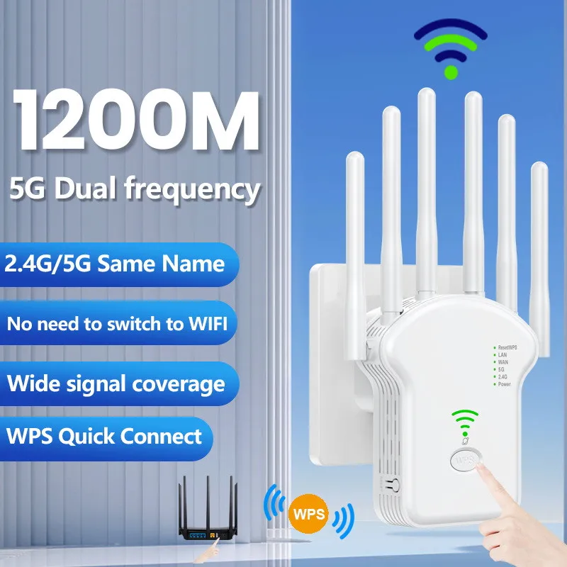 1200Mbps, 2.4G, rede 5GHz, longo alcance, impulsionador