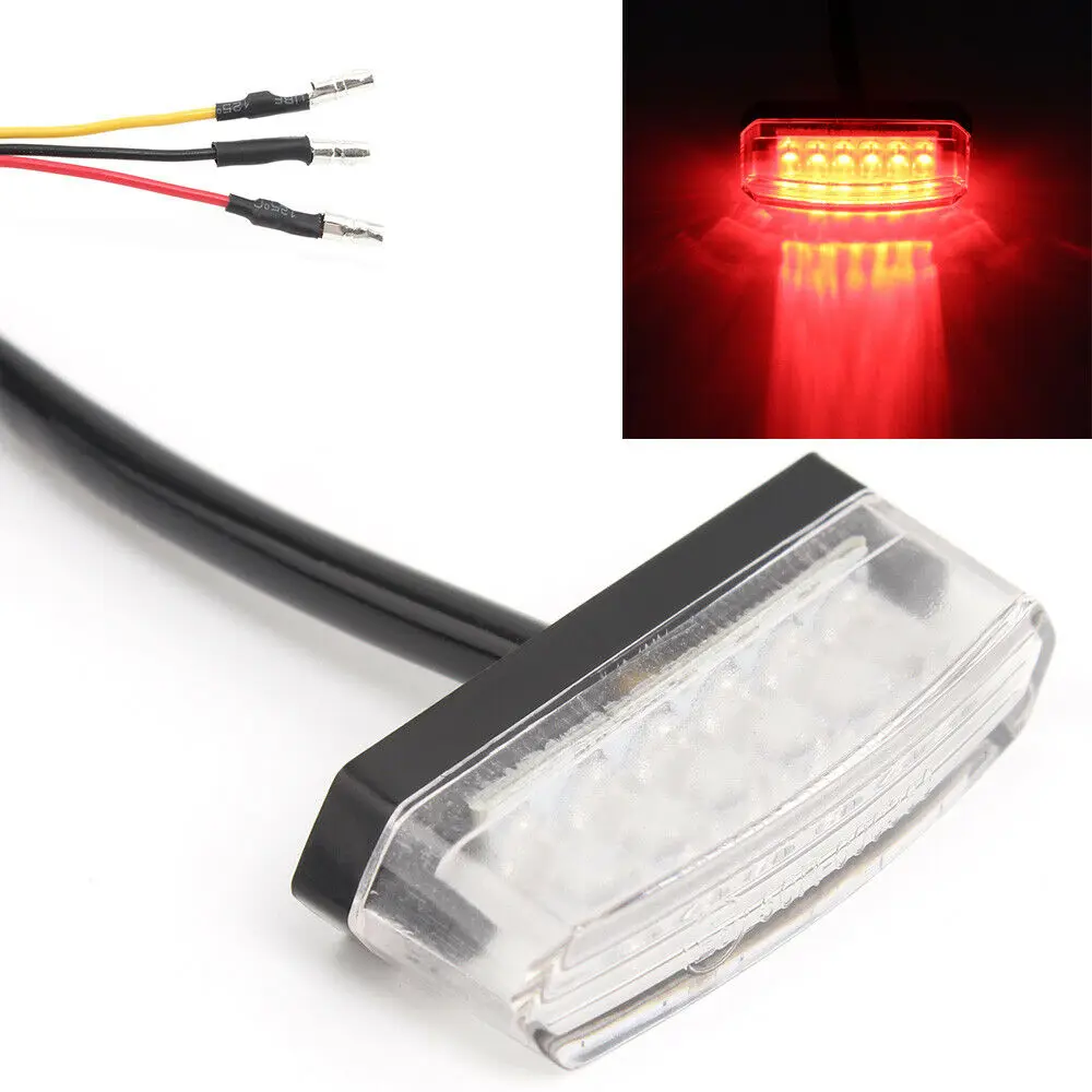 미니 리어 러닝 브레이크 램프, 연기, 레드, 클리어 오토바이, 12V, 6 LED 테일 라이트