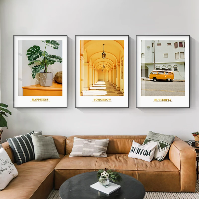 

Картина для путешествий в скандинавском стиле, минималистичный холст, настенные желтые плакаты, современный ландшафт с принтом, домашний декор, картины для гостиной, спальни