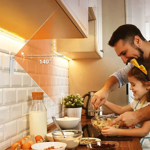 PIR LED 모션 센서 LED 스트립 램프, 5V LED 캐비닛 아래 램프 테이프 리본 다이오드 라이트, 배터리 전원 TV 백라이트 조명 6