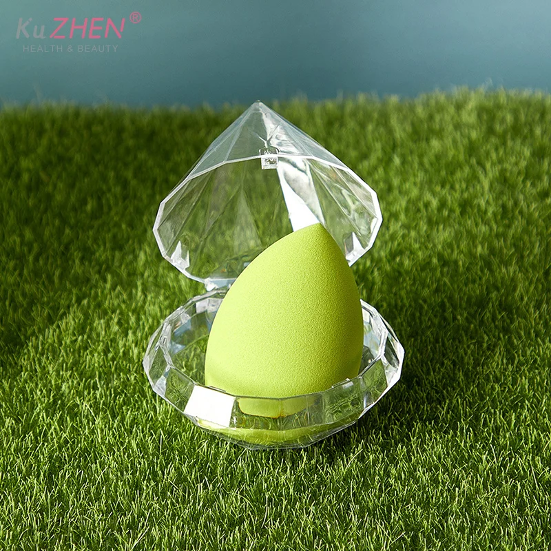 빈 메이크업 스폰지 보관 상자 플라스틱 다이아몬드 모양의 화장품 퍼프 주최자 랙 휴대용 메이크업 블렌더 홀더 스탠드 건조