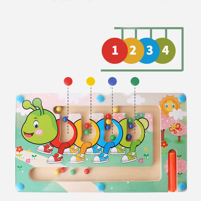 Kids Toys Magnetic Maze Puzzle Game Montessori Toys for Children Animal Wooden Puzzle Board Games Educational Toys for Boys Girl 5