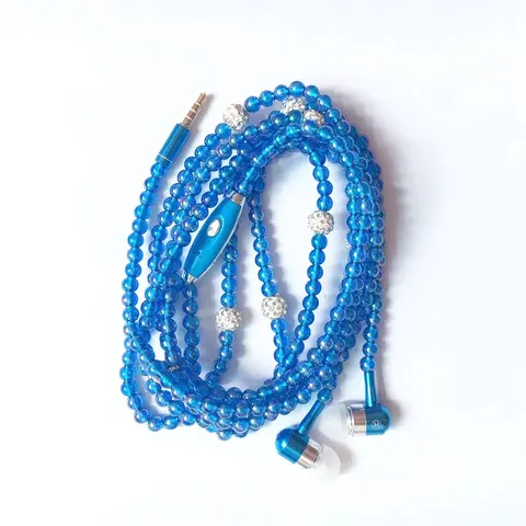 Necklace Earphone In-Ear Pink Rhinestone Necklace Jewelry Beads Earphones With Mic For Samsung Xiaomi Brithday Girls Gifts
