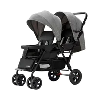 Twin Stroller Can Sit, Lie Down and Fold Easily Double Front and Rear Seat Stroller Wider Seat, Larger Wheels