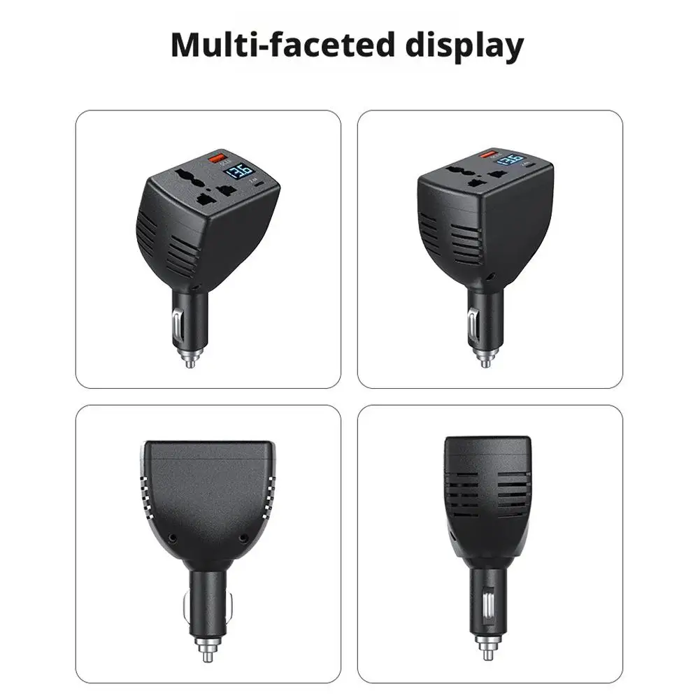Nuevo Inversor montado en vehículo de 12V/24V a CA 220V, inversor de corriente multifunción para coche con pantalla, car