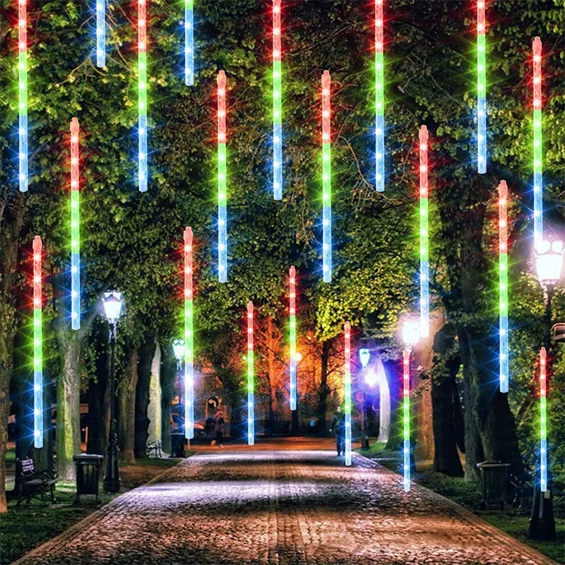 Description Picture 4 of item32/24/16/8 Tubes LED Meteor Shower Fairy String Garland Lights Christmas Decorations Outdoor Wedding Street Garden Decor Navidad