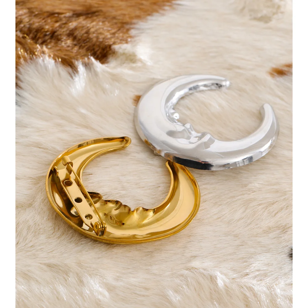 Yhpup Waterproof Metal Sun Moon Brooch