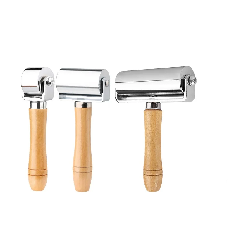 Koveen 26/60/100mm Leather Roller Glue Edges Laminating Wheel Log Wood Craft Handmade Smoother Creaser Tool Steel Iron Roll