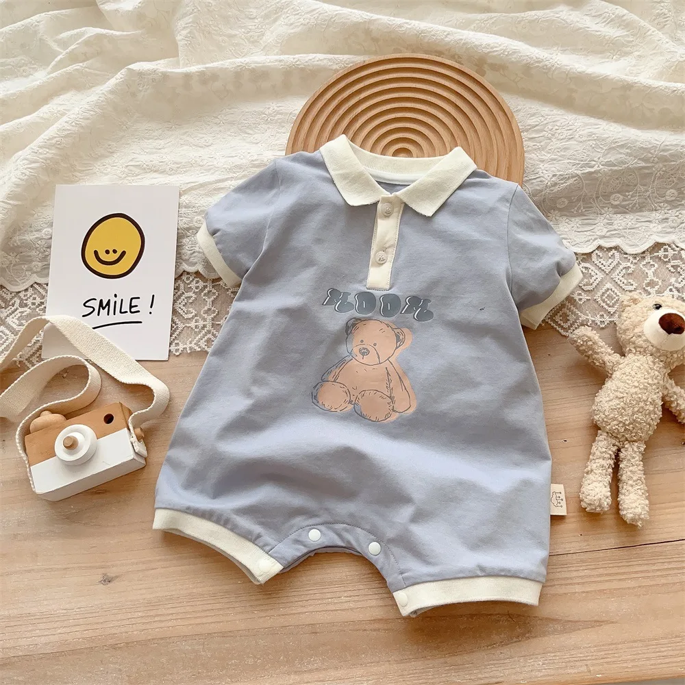 Jenny&Dave Baby Half Sleeve Creeper Set 2023 Summer Bodysuit for Boys and Girls Thin Single Layer Cotton Outgoing Romper Kids