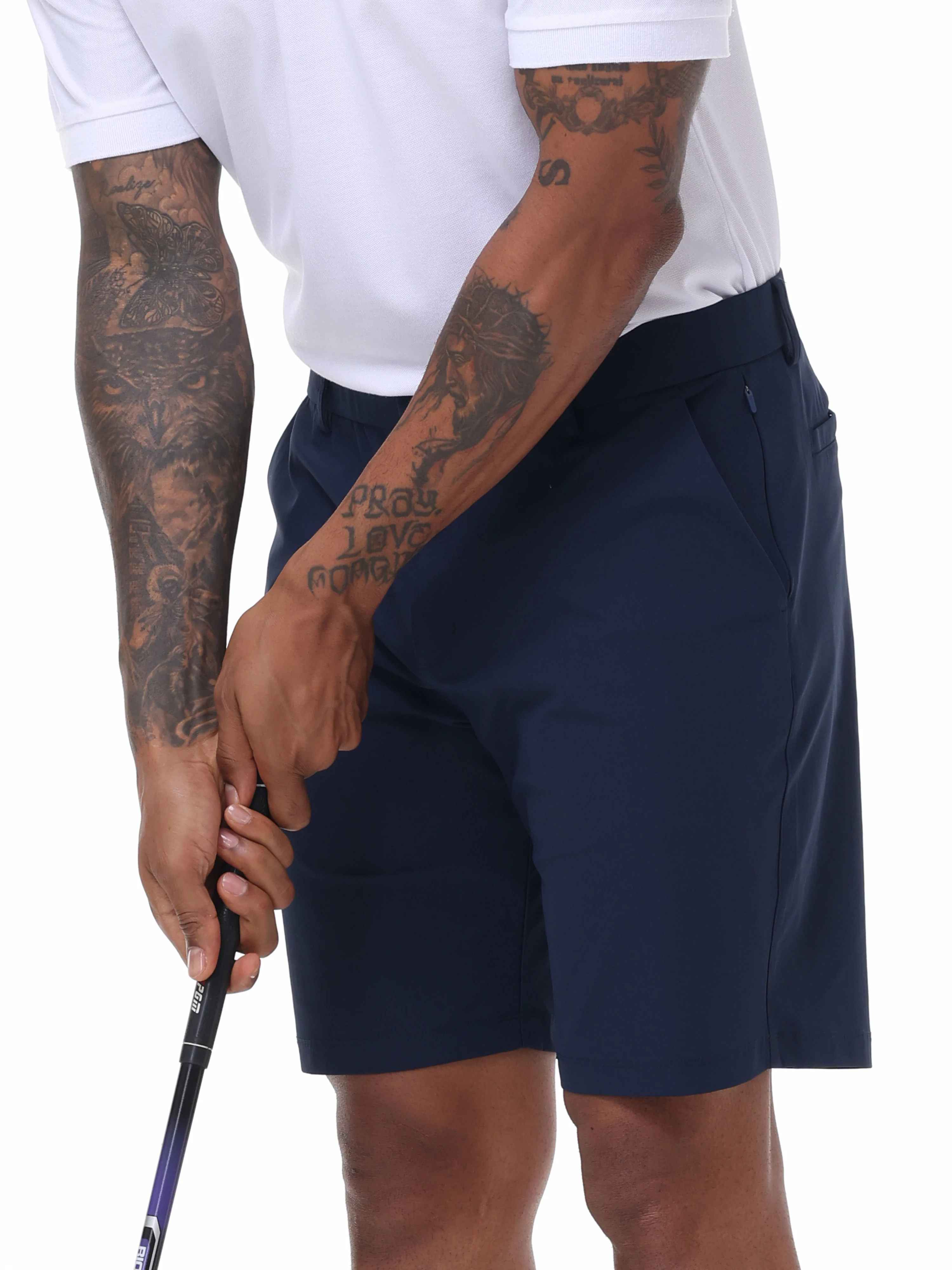 Men's Cargo Trendy Shorts Casual Elegant Golf Pants, Stretch Waist Work Dress Shorts with Concealed-Type Zipper Side Pockets 5