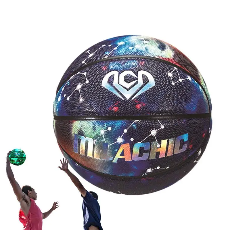 

Glow In The Dark Basketball Portable College Illuminated Basketball Game Indoor Soft Leather Basketball Wear-Resistant Size 7
